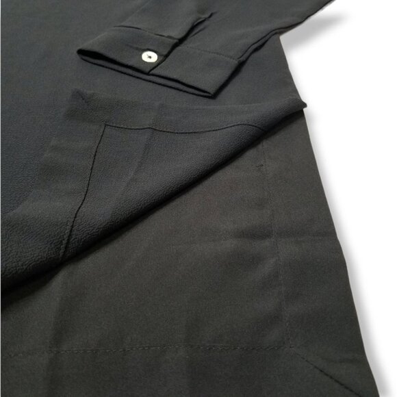 Long Sleeve Flowy Tunic Top V Neck Faux Leather Neck Line Goth Alternative Witch - Picture 5 of 8